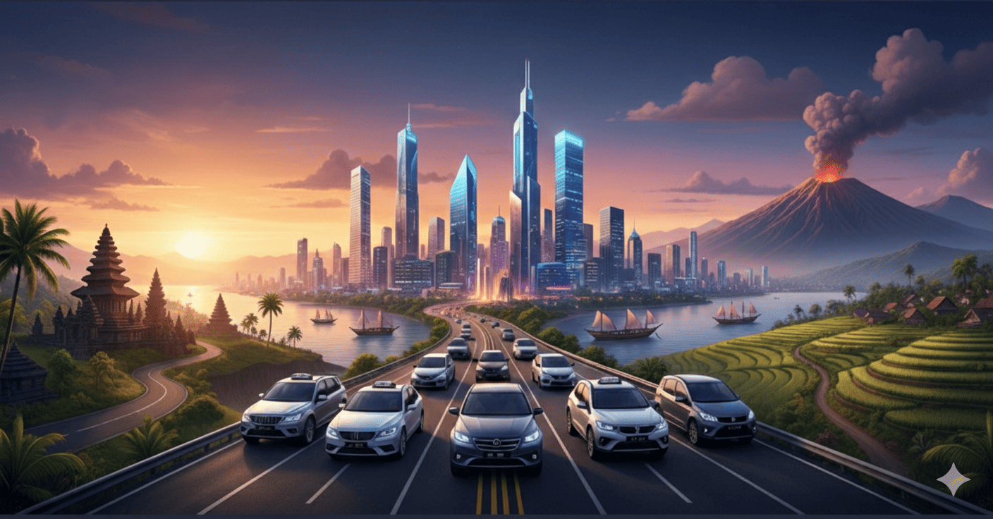 Luxury car fleet parked in modern showroom with bright professional lighting and sleek metallic finishes